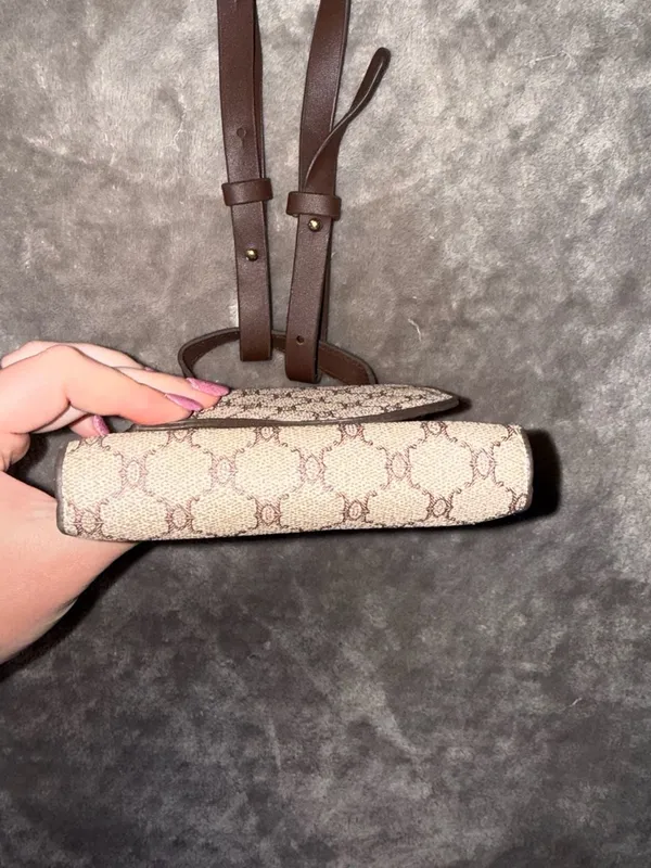 Mini Geometric Pattern Printed Flap Crossbody Bag Brown - Image 7