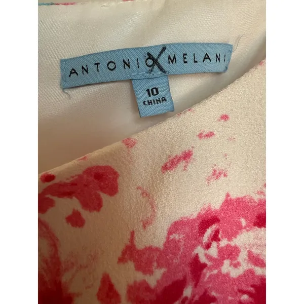 Antonio Melani Peplum Sleeveless Shift Dress Size 10 Pink White Floral Lined - Image 5