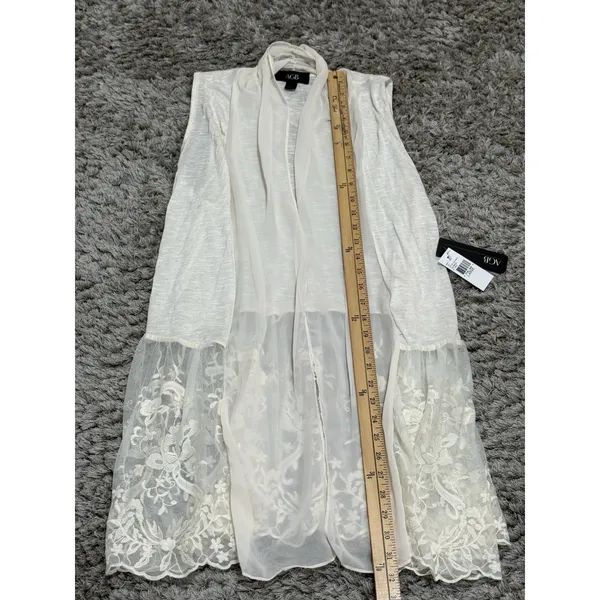Long Vest Duster Women L Ivory Ethereal Boho Cottagecore Festival Layering NWT - Image 8