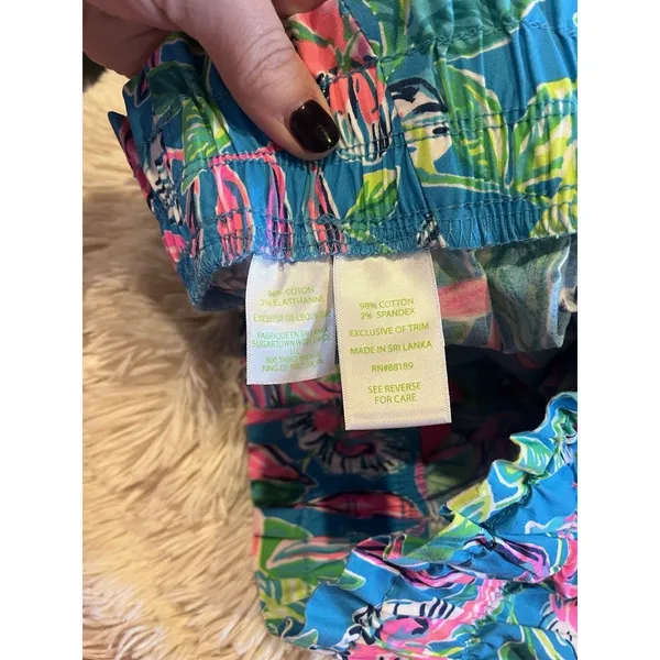 Lilly Pulitzer EUC Stretchy Waist Shorts Sz S Blue Green Pink - Image 7