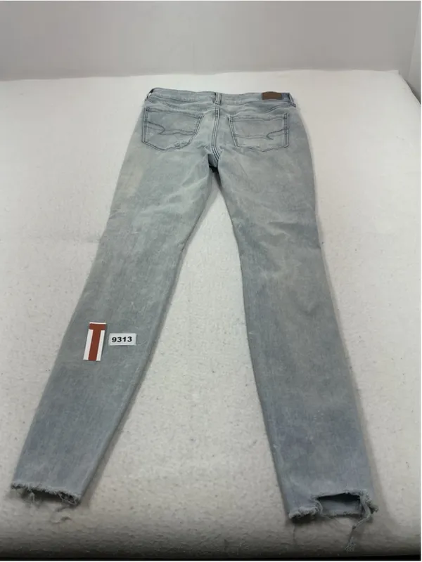 Womans Excellent American Eagle Jegging Stretch Distressed Blue Jeans Size 10 - Image 2