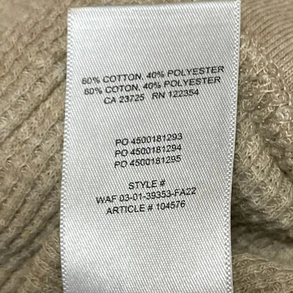 Aritzia TNA Tan Waffle Knit Thermal Full Zip Cropped Hoodie Hooded Sweatshirt S - Image 5
