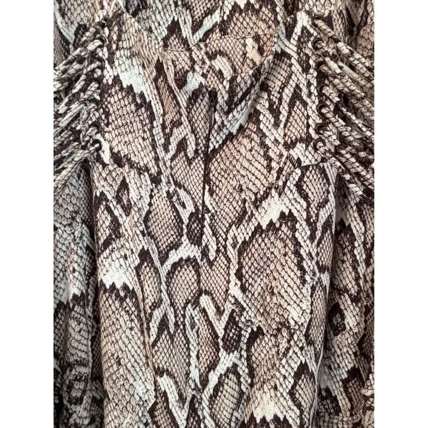 AFRM Micah Corset Tiered Maxi Dress Snakeskin Print XL Tiered Ruffle V-Neck - Image 7