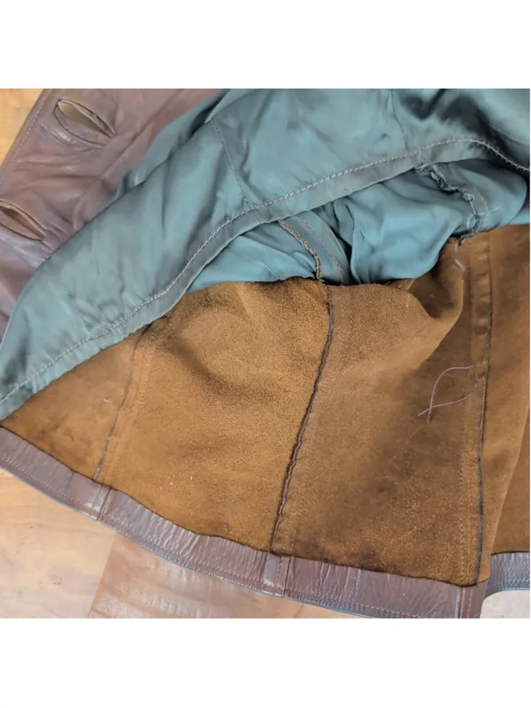 Ladies' Vintage Double Breasted Brown Leather Jacket - Image 7