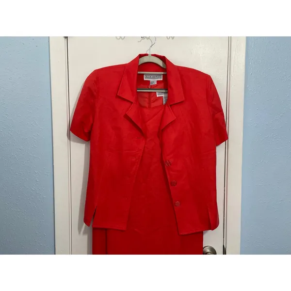 Vintage Jessica Howard 2 Piece Dress Set Size 10 Orange Linen Blend Summer NWT - Image 2