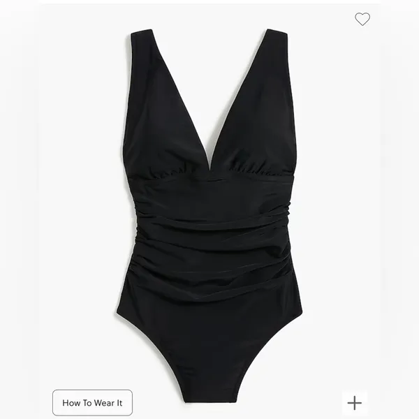J.Crew Black V-neck ruched one-piece swimsuit Size XXS - Image 4