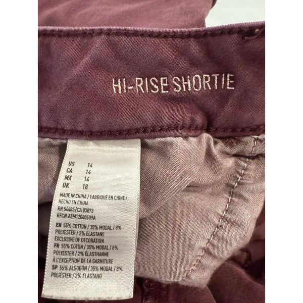 American Eagle Shorts Womens Size 14 Super Stretch Raw Hem Plum‎ Purple - Image 4