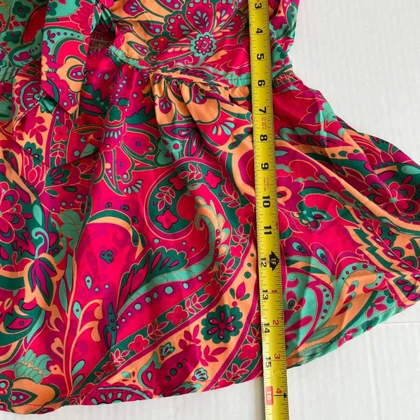 Floral Tube Crop Top Strapless‎ Tie Front Boho Pullover Bandeau Size M - Image 7