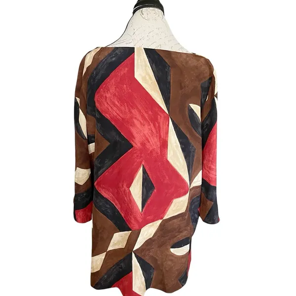 Lauren Ralph Lauren Blouse Tunic XL 3/4 top Mod Retro Whimsigoth Colorblock Boho - Image 3