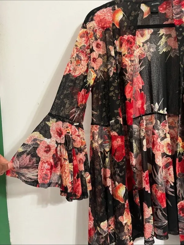 Ali Miles Floral Duster Cardigan Size L - Image 4
