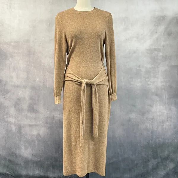 Rag And Bone Alnai Sweater Dress Size M Cotton Cashmere Tie Waist Quiet Luxury - Image 12