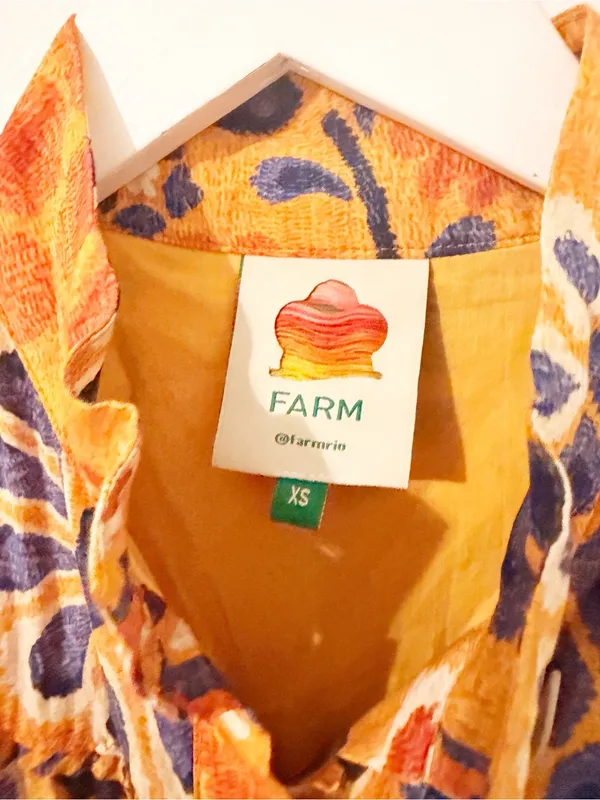 FARM Rio Pineapple Flowers Yellow Orange Mini Dress Belted Size XS - Image 3