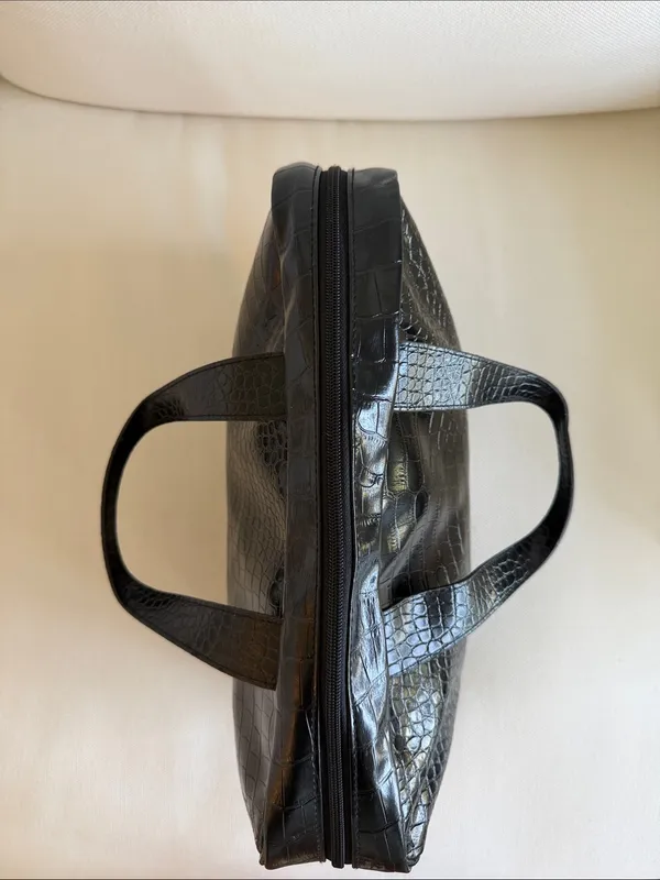 Vintage Saks Fifth Avenue Black Croc-Embossed Leather Briefcase / Work Tote - Image 5