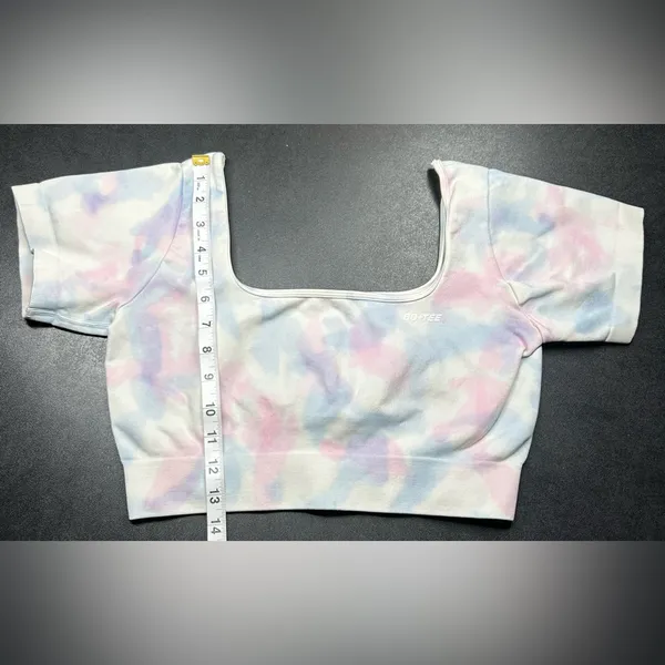Oh Polly Bo+Tee Size S Limited Edition Seamless Plunge Tie Dye Crop Top - Image 4