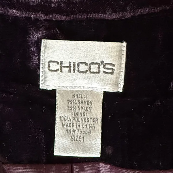 Chico’s Lula Crushed Velvet Embellished Jacket - Image 8