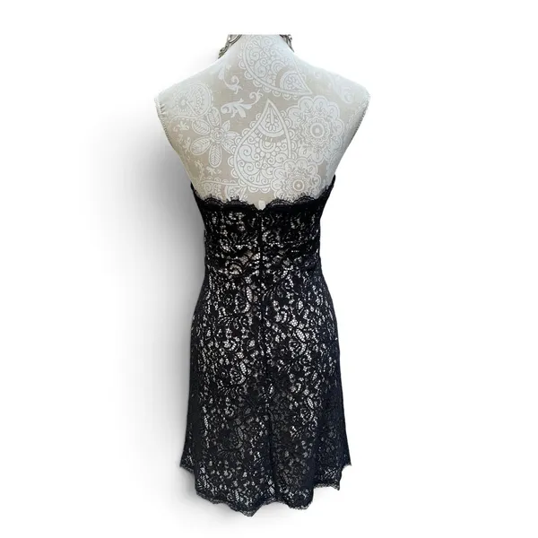 White House Black Market Black Lace Dress Strapless Cocktail Formal Sz 4 Small - Image 5