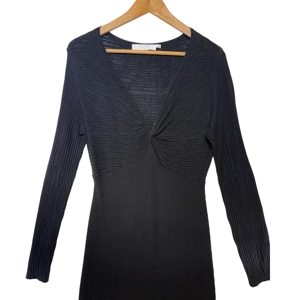ASTR The Label Black Twist Front Ribbed Knit Long Sleeve‎ Midi Dress Medium - Image 4