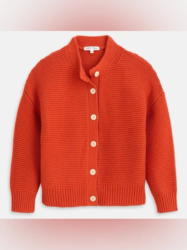 Alex Mill Nico Orange Paprika Button Up Cardigan Sweater Top - Image 3