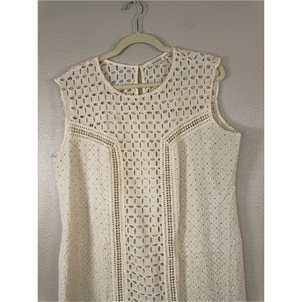 Sundance Cream Lace Shift Mini Dress Womens XL Summer Casual Boho Beachy - Image 7