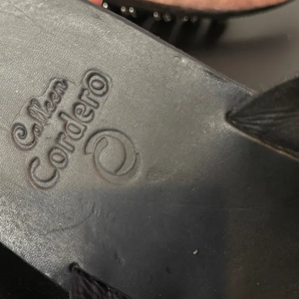 Colleen Cordero Silver Studded Slide Sandals Womens 9 Black Leather Slip On Flat - Image 2