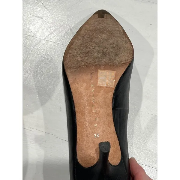 Elie Tahari Black Leather Pointed Toe Stiletto Heel Pumps Size 38‎ - Image 9