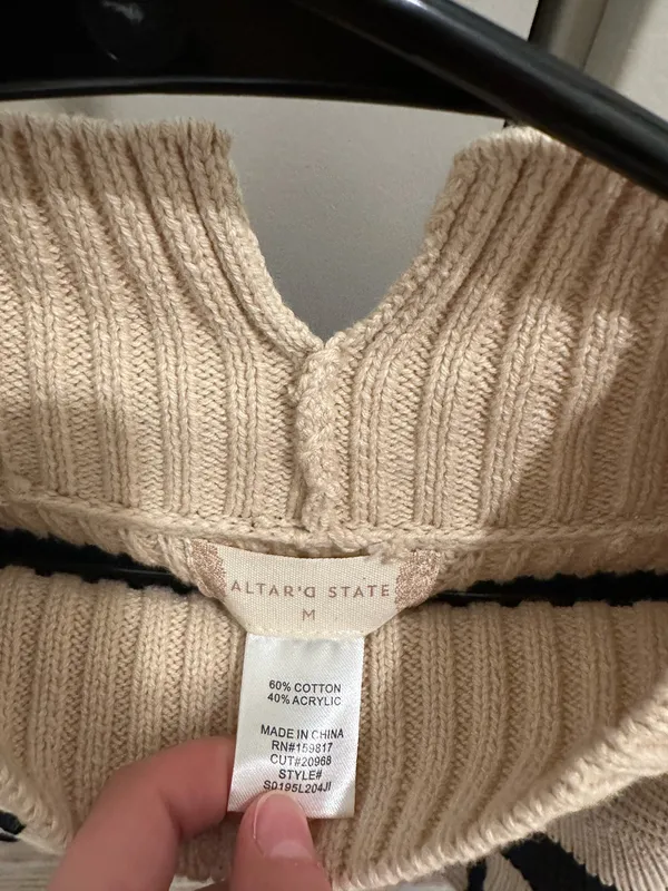Altar'd State Sweater Stripped Cable Knit  - Image 3