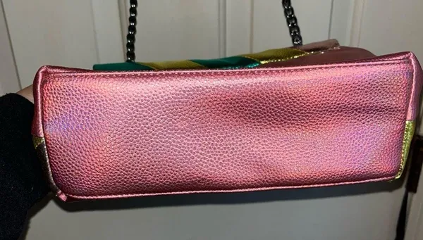 peacock purse in multi color leather with black lining. GUC. - Image 2