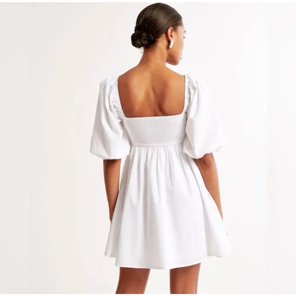 Abercrombie & Fitch Emerson Puff Sleeves Square Neck White Poplin Mini Dress XS - Image 2