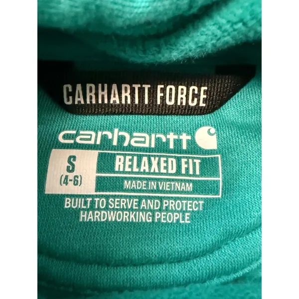 Carhartt Force Teal Hoodie Womens S Relaxed Fit Workwear Gorpcore TS5569 - Image 3