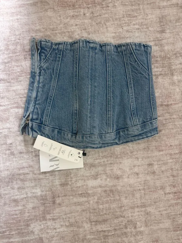 Zara denim corset top size small bnwt - Image 2