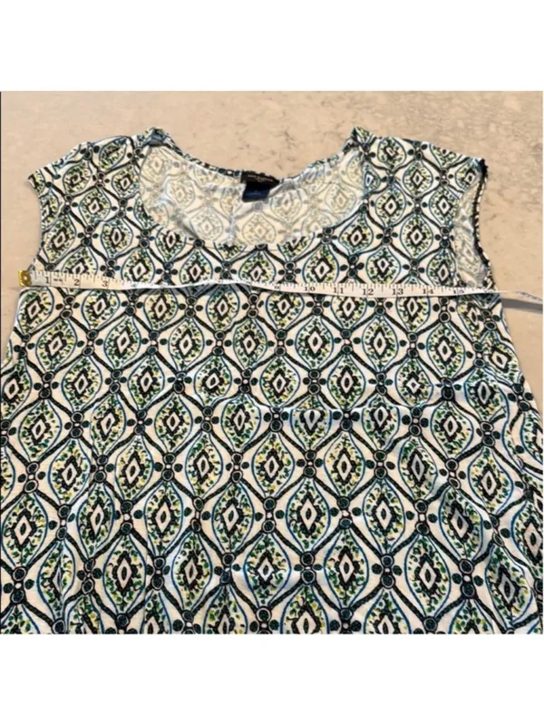 Ann Taylor Green and Blue Patterned Top Medium - Image 6
