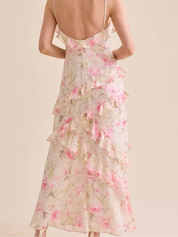 NEW Altar’d State Pink Florals and Bows Maxi Dress Size Small NWT - Image 3
