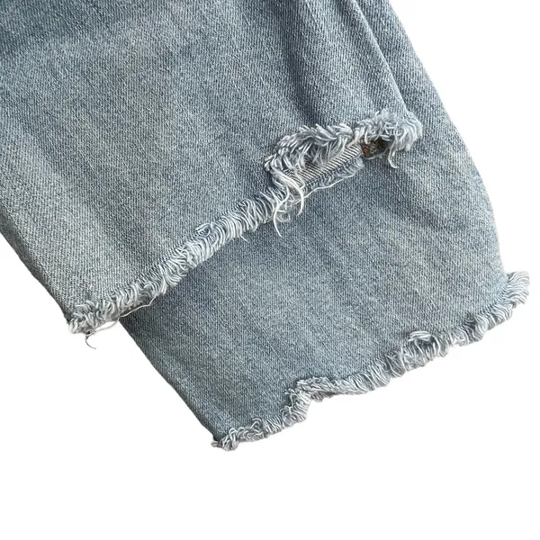 Everlane The Cheeky Straight Leg Raw Hem Light Wash Jeans Denim 26 ACTUAL‎ 28" - Image 8
