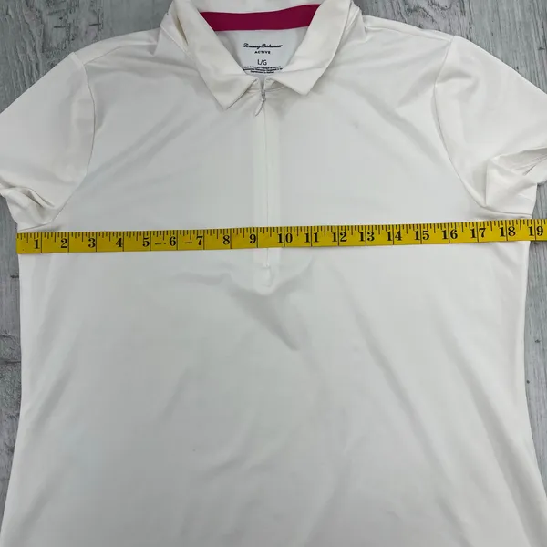 Tommy Bahama Active White Short Sleeve 1/4 Zip Golf Tennis Polo Shirt Large - Image 8