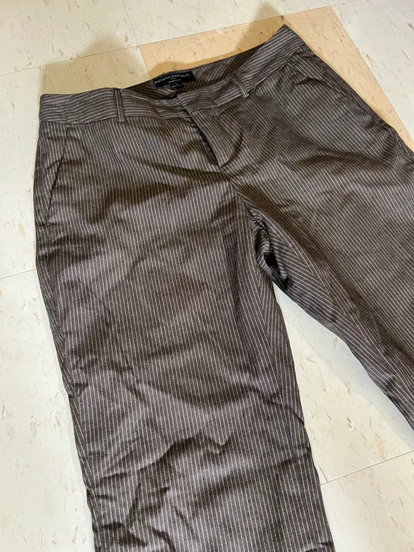 Banana Republic Vintage Brown Pinstripe Mid Rise Flare Work Pants - Image 2