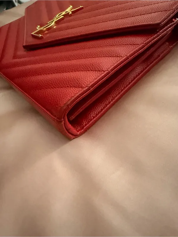 Saint Laurent Cassandra Envelope Chain Wallet - Lambskin Leather - Image 2