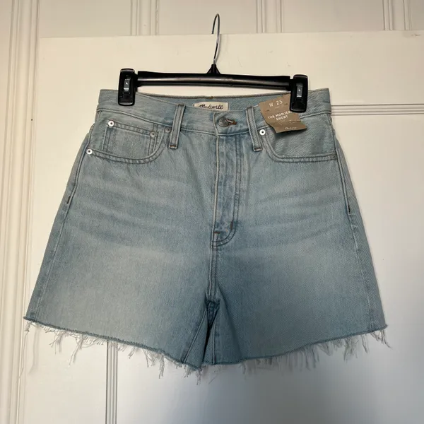 Madewell The Mom Jeans Raw Hem Denim Shorts Size 25 NWT - Image 3