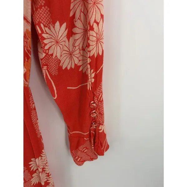 Free People hot pepper combo mixed print twist button front midi dress women’s S - Image 4