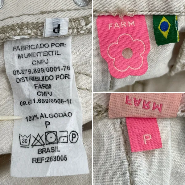 Farm Rio Vintage Ivory Denim Overall Shorts Summer Festival School Fit Size P/XS - Image 7