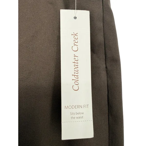 NWT Coldwater Creek Womens Modern Fit Brown Cotton Stretch Wide Leg Pants Size 8 - Image 5