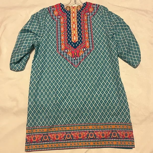 Urban Coco Boho Pullover Southwestern Tunic Top with Tassel Tie size L - Image 7