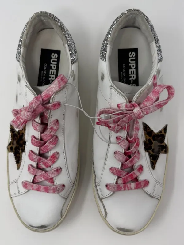 Golden Goose Super-Star Low Top Sneakers Women's IT 40 US 10 White Leopard NWOB - Image 6