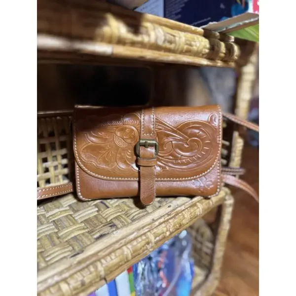 PATRICIA NASH Torri Tan‎ Leather Heritage Collection Crossbody Bag Organizer - Image 2