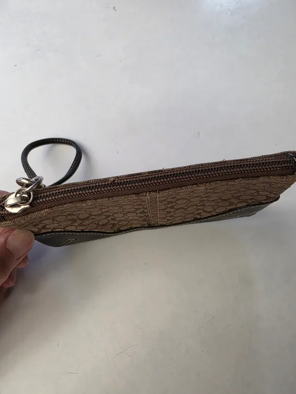 Coach Brown Signature Wristlet Fabric and Leather - Image 4