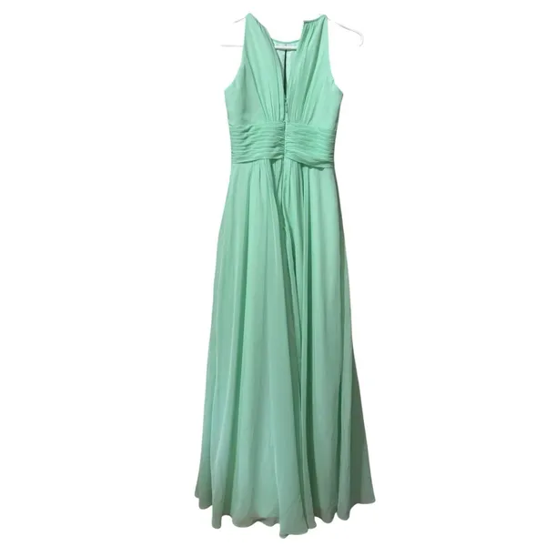 Azazie Women's Green‎ Dress Chiffon Bridesmaid Dress Size A2 Formal Sleeveless - Image 2