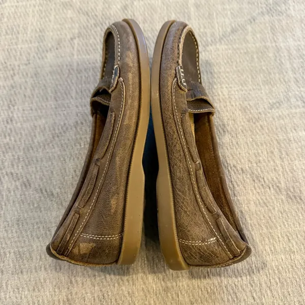 BED STU Tan Brown Distressed Leather Penny Loafers Moccasins 7 - Image 5