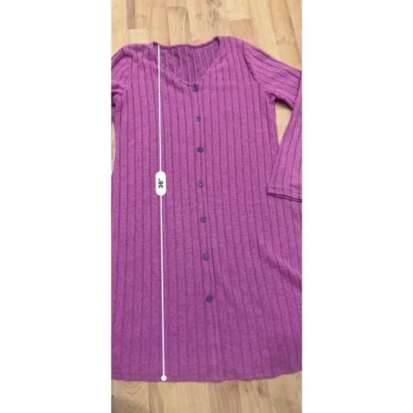 Women Sweater Knitted Long Sleeve Buttons Dress Sz L New - Image 3