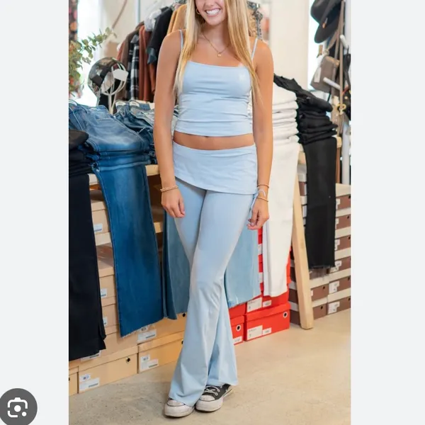 MOTEL‎ ROCKS XL NEW JACIE FLARE TROUSER OVERSKIRT LIGHT BABY BLUE Y2K 2000s - Image 11