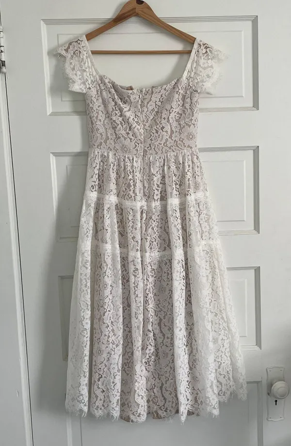 Lulus White Lace Off Shoulder Midi Dress - Image 6