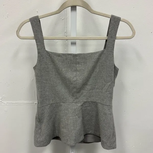 Banana Republic Women's Wool Blend V-neck Peplum Top Sleeveless Top Heather Gray - Image 2